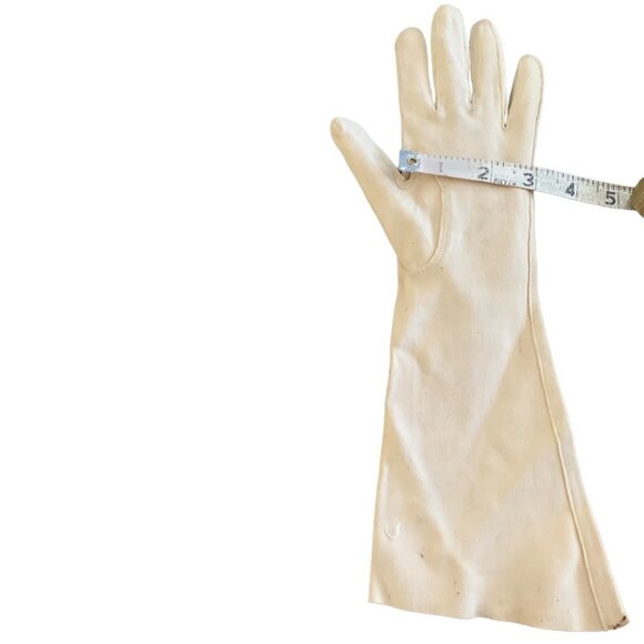VTG Kerrybrooke Sears Sz 7-1/2 Ladies Long Cotton Gloves Off-White/Beige #92Q - Picture 4 of 7